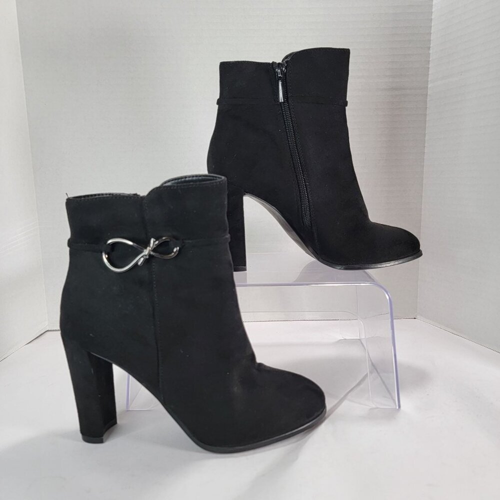 Impo Womens 6 Black Faux Suede High Heel Black Sexy Ankle Boots Bootie Elegant